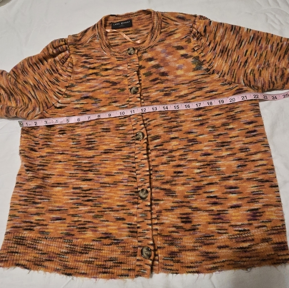 Lane Bryant Cardigan In Orange Size 18/20 Some Pilling On Bottom - Picture 6 of 9